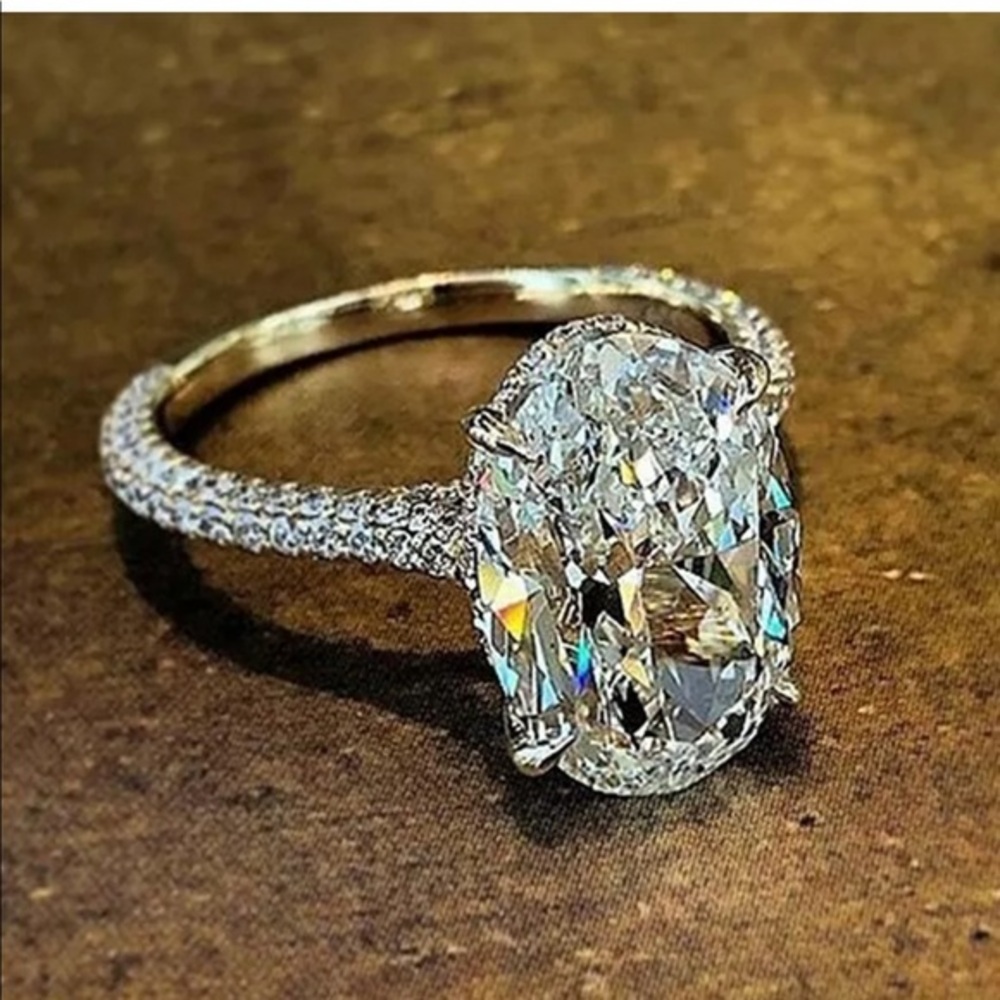 Beautiful silver engagement wedding ring 925 stamp